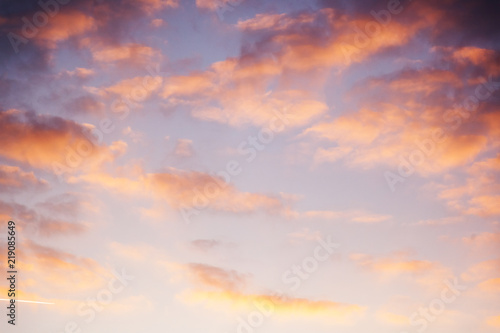 Photography Beautiful bright sunset sky with pink clouds, natural abstract background and te