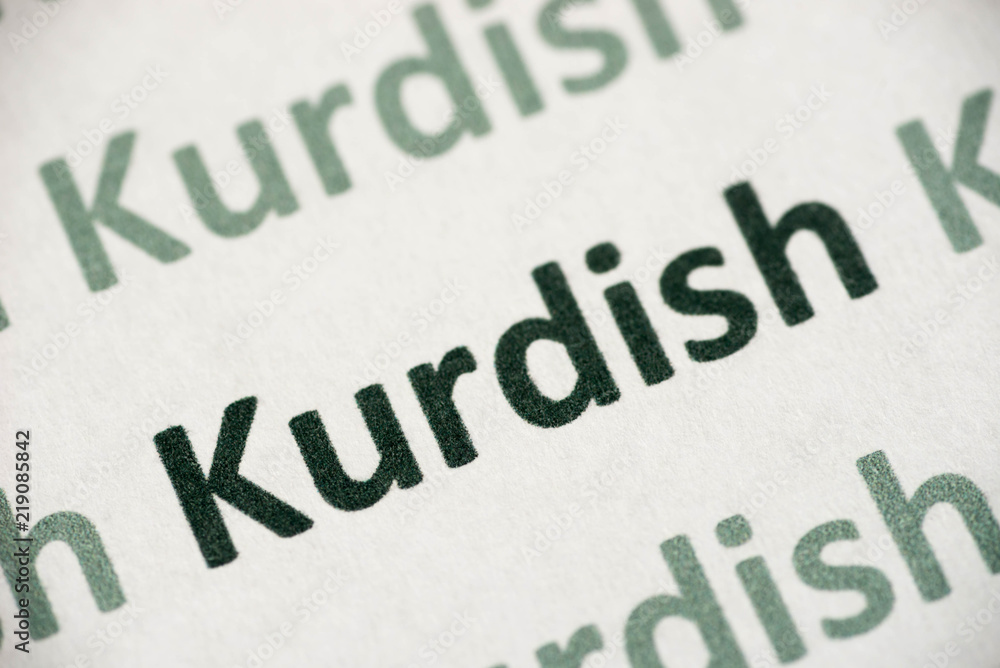 word Kurdish language printed on paper macro word Kurdish language printed on paper macro