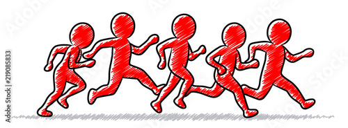 Rote Strichmännchen: Jogger / Läufer / Laufgruppe