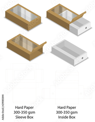hard paper slide sleeve box mockup dieline