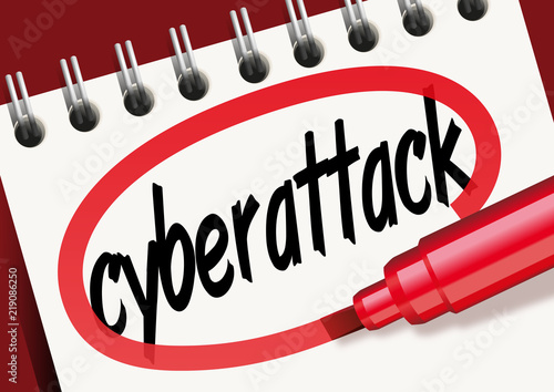 cyberattack, mot, bloc-notes, problème, criminalité, cyber-criminalité, cyber-espace