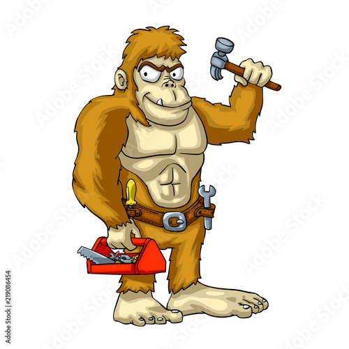 Bigfoot handyman cartoon - mythical monster