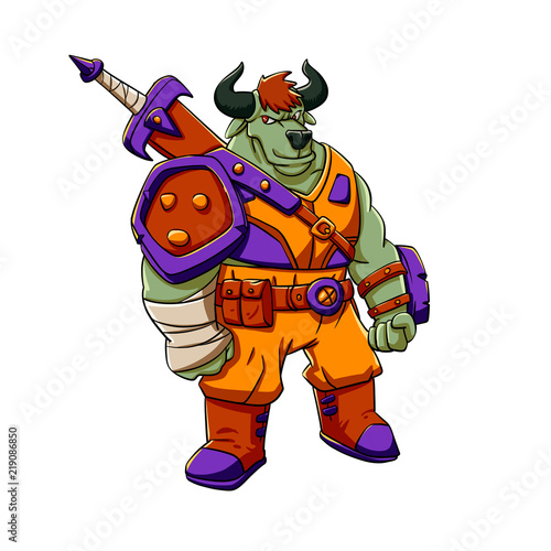 Bull warrior cartoon illustration photo