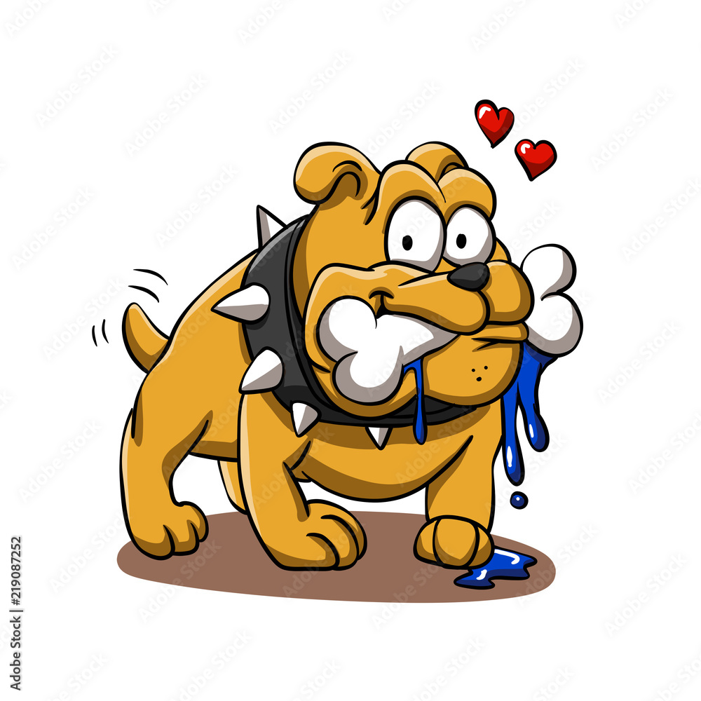 Fototapeta premium Bulldog with bone in love