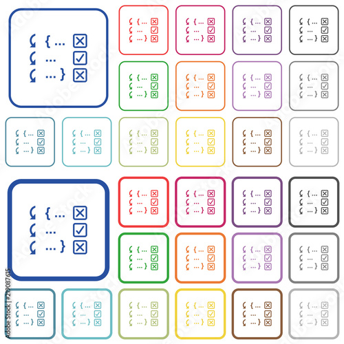 Debugging program outlined flat color icons