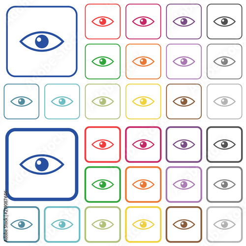 Eye outlined flat color icons