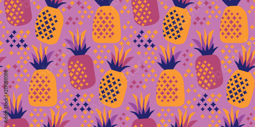Cool party night colors pineapple seamless pattern