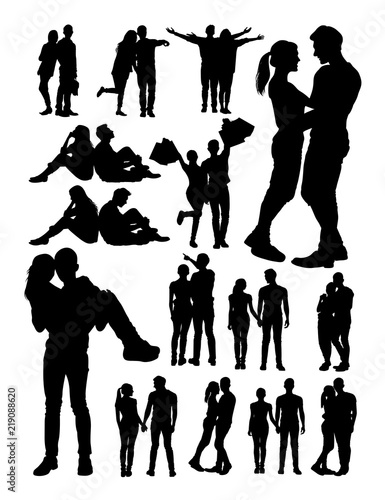 Silhouette of young couple. Good use for symbol, logo, web icon, mascot, sign, or any design you want.
