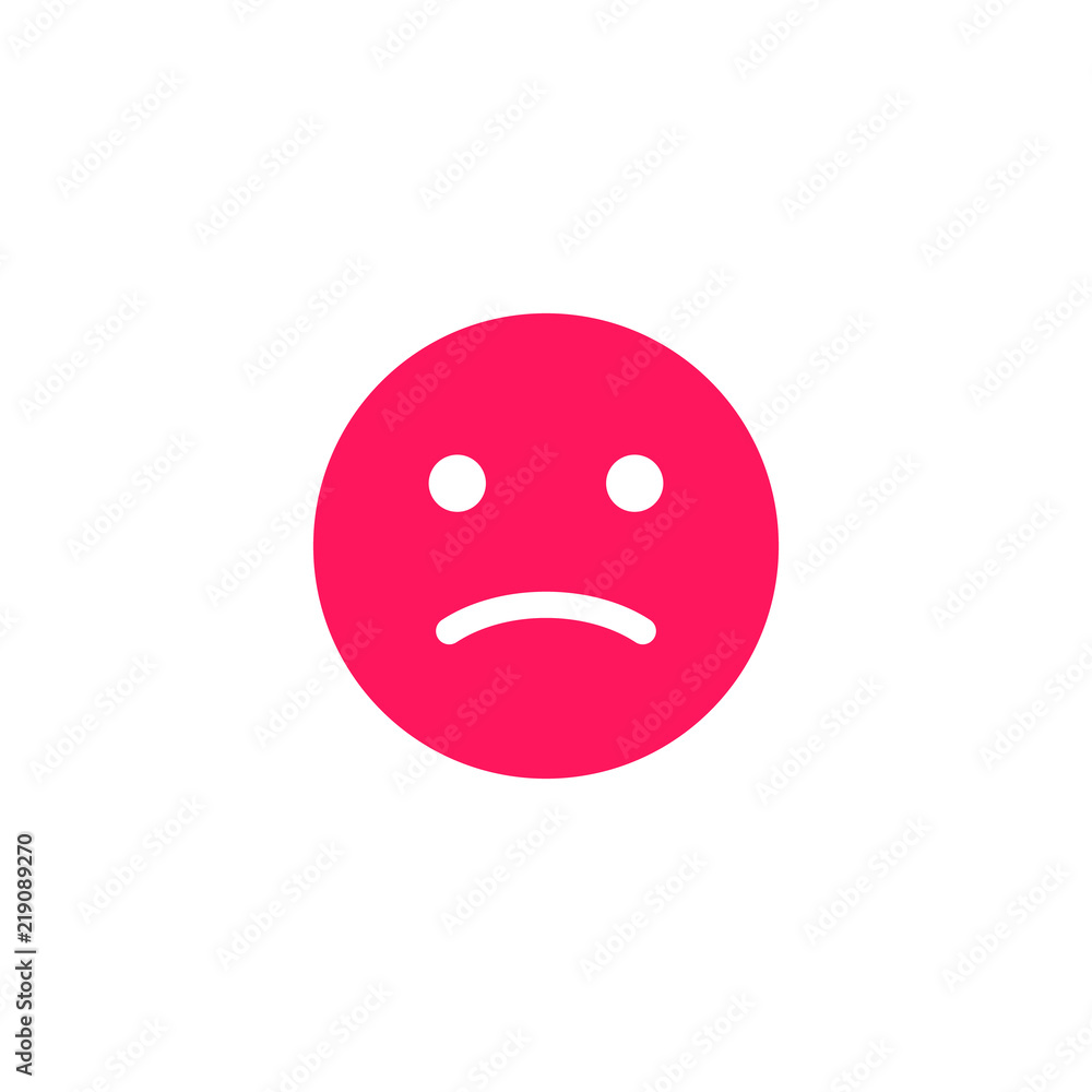 Fototapeta premium Angry emoji anthropomorphic face. Red smile isolated on a white background.