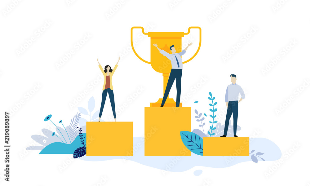Vector illustration concept of business success, leadership, awards, career, successful projects, goal, winning plan, competition. Creative flat design for web banner, business and marketing material. Vector illustration concept of business success, leadership, awards, career, successful projects, goal, winning plan, competition. Creative flat design for web banner, business and marketing material.