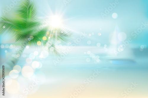 Abstract view of a tropical beach. Vector Illustration. 