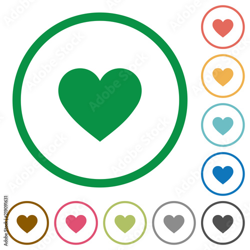 Heart card symbol flat icons with outlines