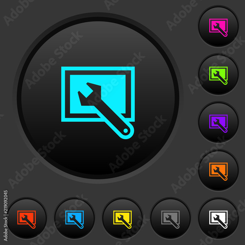Screen settings dark push buttons with color icons