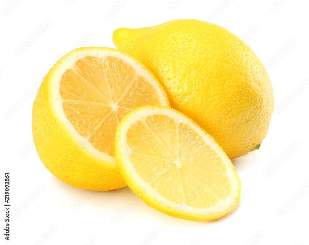 healthy food. lemon with slices isolated on white background