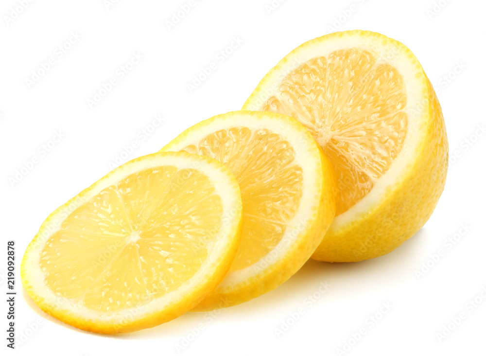 healthy food. lemon with slices isolated on white background