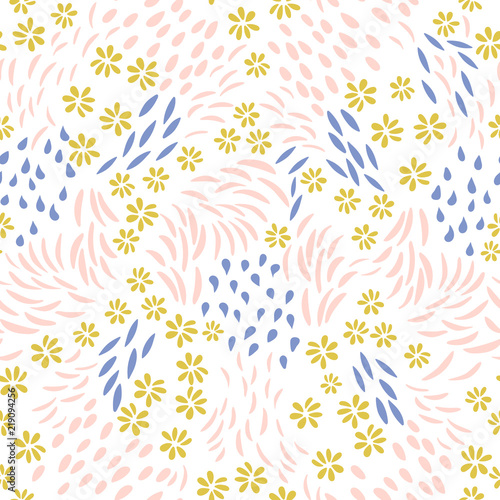 Vector organic seamless abstract background  botanical motif  freehand doodles pattern.