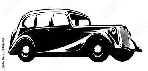 old vintage car isolated on white background