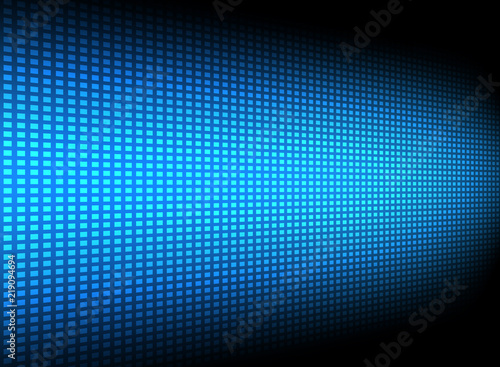 Abstract blue square pattern technology futuristic transfer data innovation perspective on dark background. © phochi