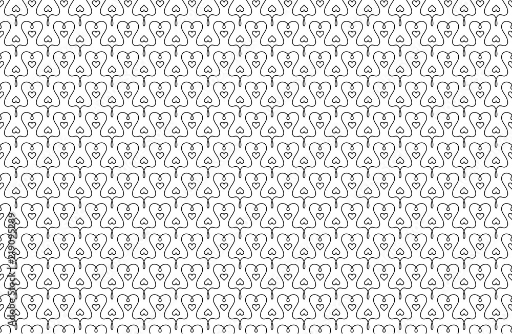 Abstract seamless linear hand draw pattern with hearts. Simple black and white texture. Vector Abstract seamless linear hand draw pattern with hearts. Simple black and white texture. Vector