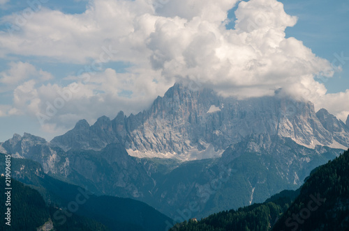 Fototapeta Naklejka Na Ścianę i Meble -  Impression of the Rugged Alpine Mountains in the Italian Dolomites on a beatiful Summer's Afternoon.