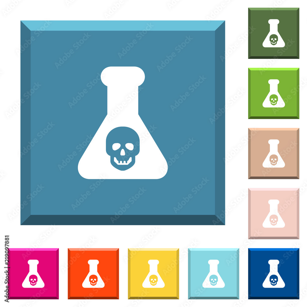 Dangerous chemical experiment white icons on edged square buttons Dangerous chemical experiment white icons on edged square buttons