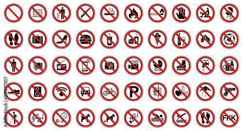 50 Verbots- & Warnschilder (Rot) photo