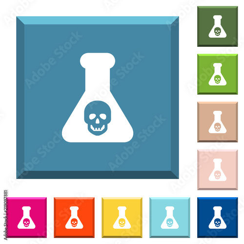 Dangerous chemical experiment white icons on edged square buttons