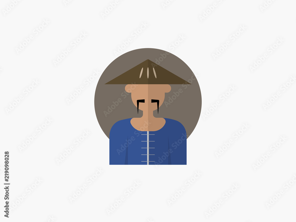 asian old man cartoon avatar flat design icon