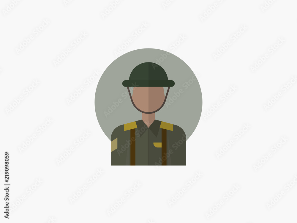 soldier cartoon avatar flat design icon