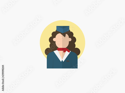 flight attendant cartoon avatar flat design icon