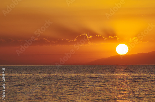 sunset on the Issyk-Kul lake