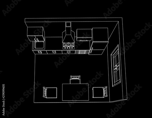 Interior kitchen room on bl...