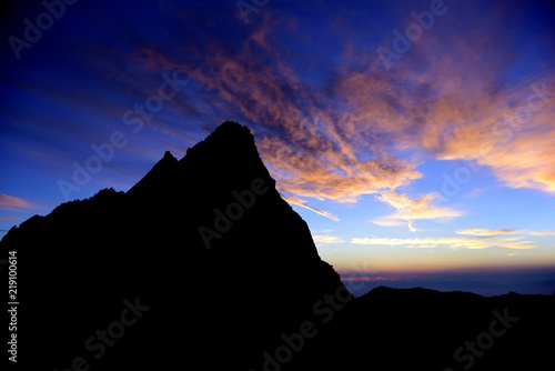 Mountain silhouette and sunrise, mt.Yarigatake, Japan