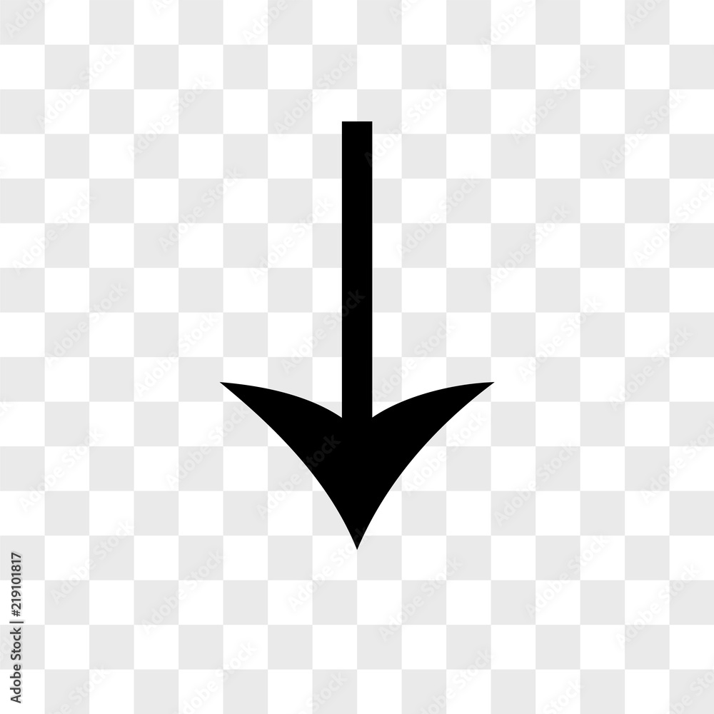 Down arrow vector icon on transparent background, Down arrow icon Stock  Vector | Adobe Stock