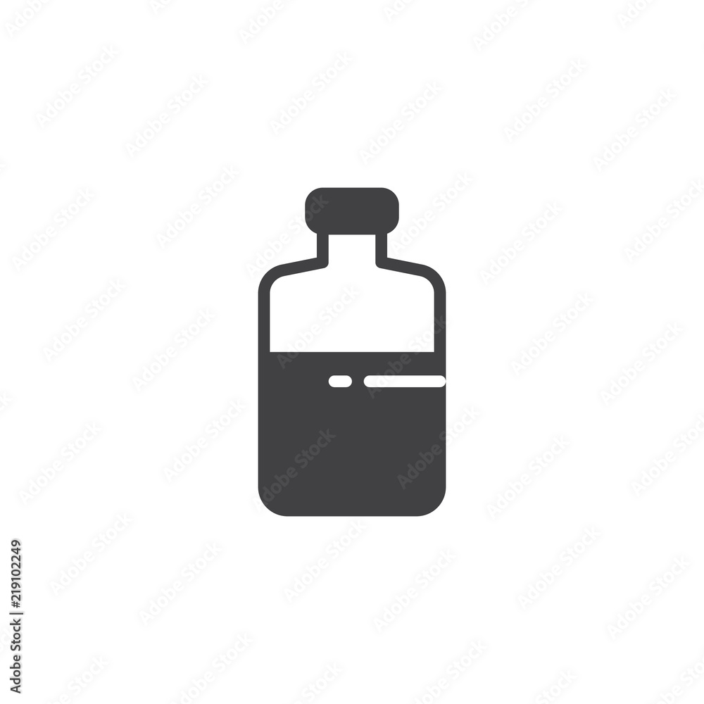 Obraz premium Bottle with liquid vector icon. filled flat sign for mobile concept and web design. fertilizer bottle simple solid icon. Symbol, logo illustration. Pixel perfect vector graphics