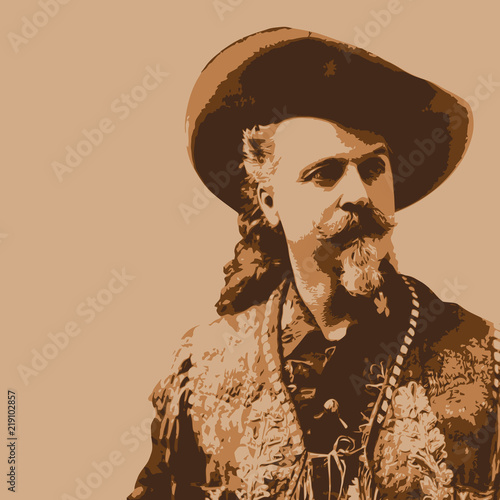portrait du célèbre Buffalo Bill, personnage légendaire et historique, de la conquête de l’ouest américain