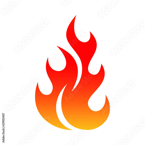 Fire flame symbol. Colorful icon isolated on white background. Fire flame silhouette. Simple sign. Vector illustration.