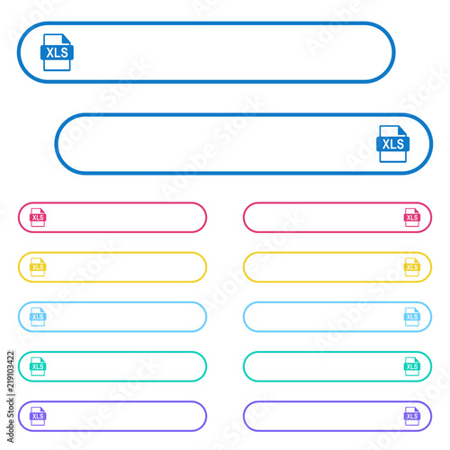 XLS file format icons in rounded color menu buttons