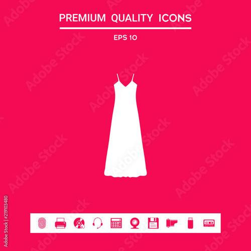 Long Dress, Evening dress, combination or nightie , the silhouette. Menu item in the web design