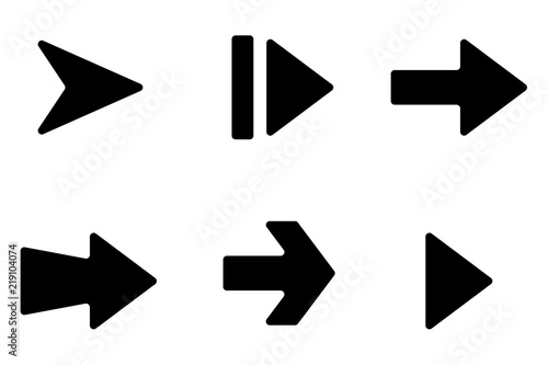 Arrows set. Flat black simple signs