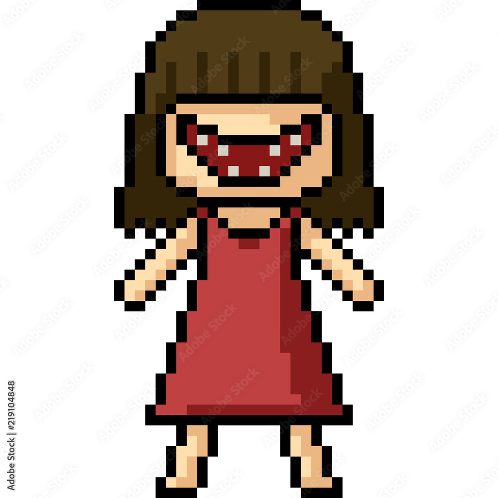 vector pixel art girl monster vector pixel art girl monster