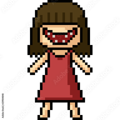 vector pixel art girl monster