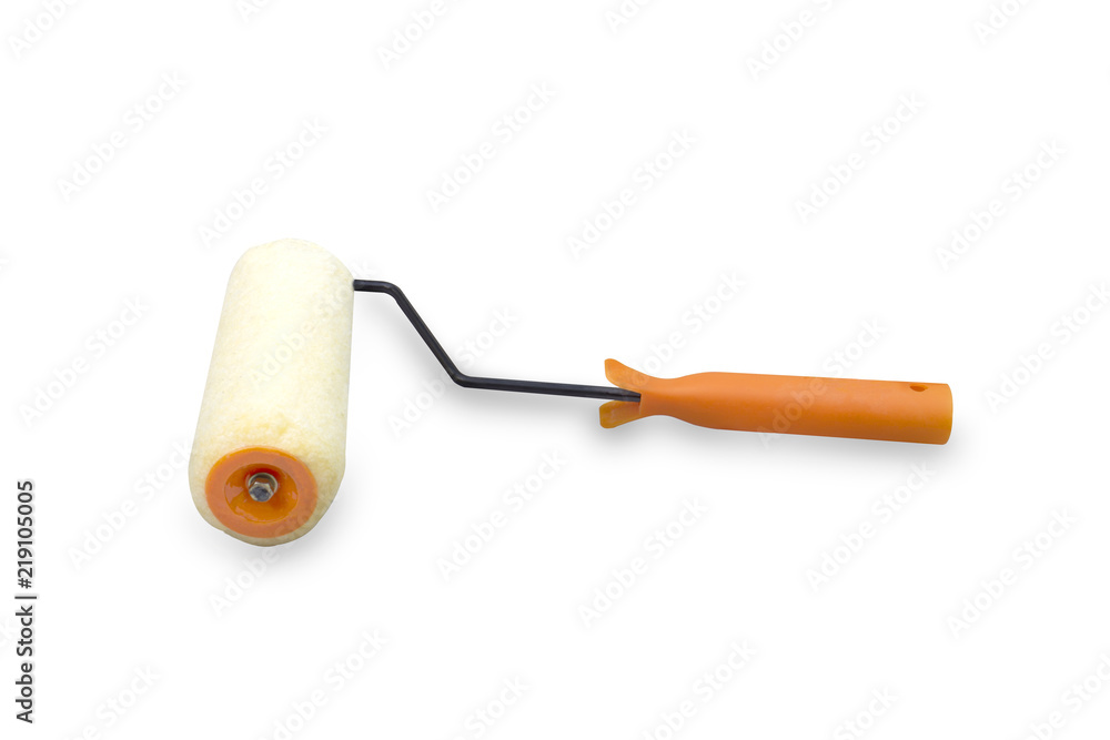 Paint roller with orange handle isolated on white background,with clipping path Paint roller with orange handle isolated on white background,with clipping path