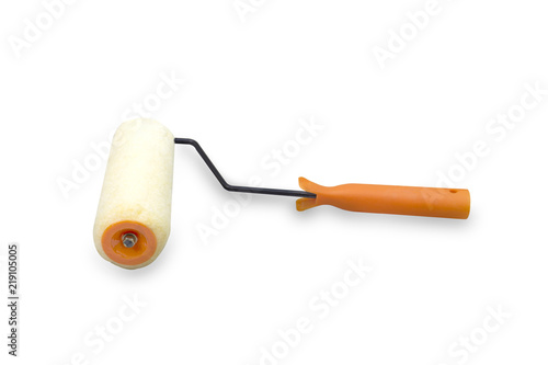 Paint roller with orange handle isolated on white background,with clipping path