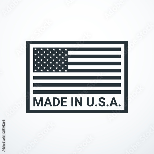 Made in USA badge with USA flag elements. Vector illustration