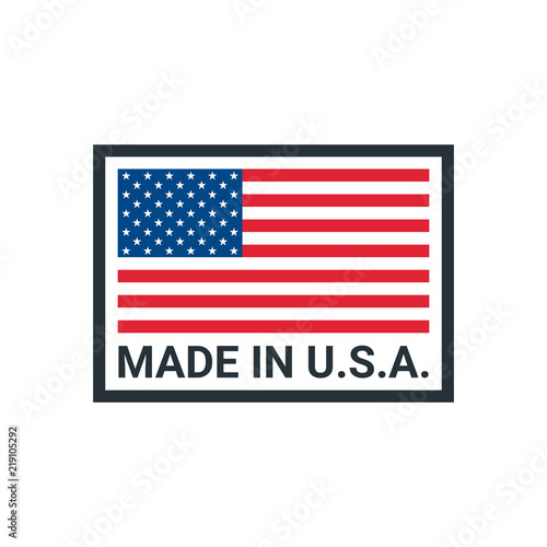 Made in USA badge with USA flag elements. Vector illustration