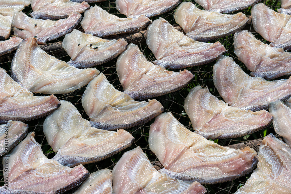 dried fish in the basket at the marketplace dried fish in the basket at the marketplace