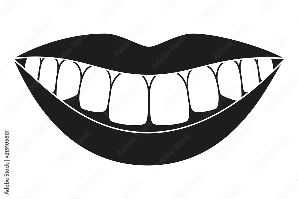 Black and white healthy smile silhouette Black and white healthy smile silhouette