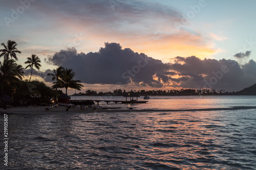 Beautiful sunset of Bora Bora Island, French Polynesia