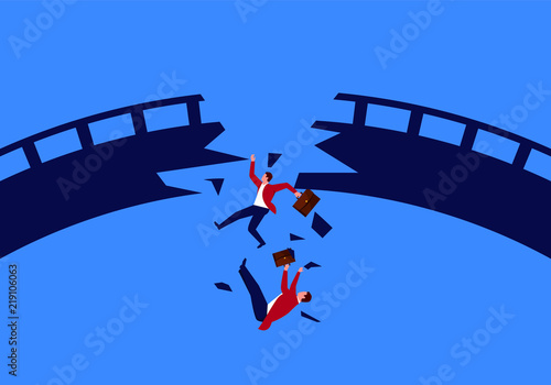Two businessmen fell from the broken bridge